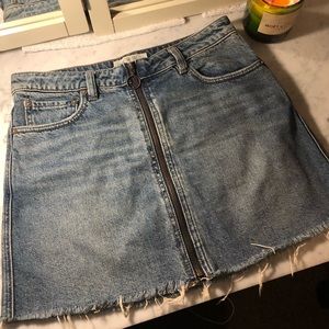 Free People Zip Up Denim Skirt